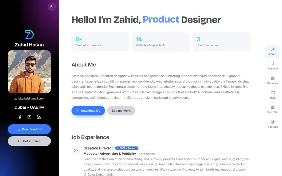 Zahid Hasan Portfolio website